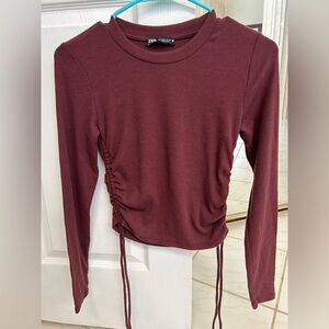 Zara long sleep cinched sided T-shirt